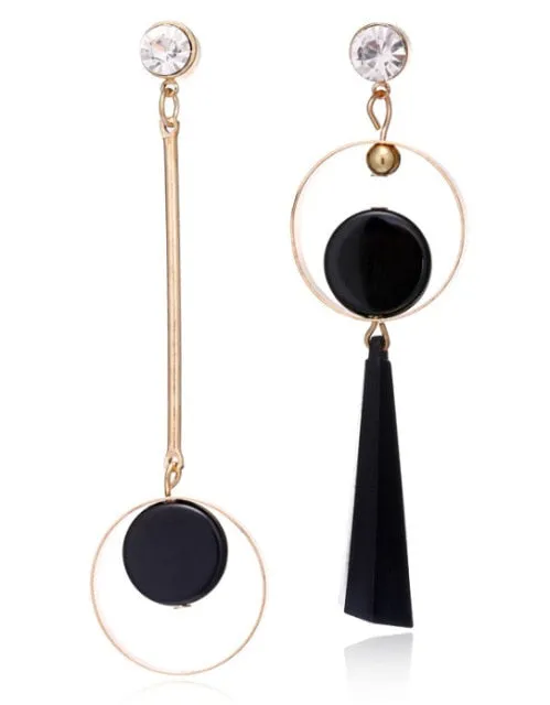 Korean Statement Black Acrylic Drop Earrings for Women 2019 Fashion Jewelry Vintage Geometric Gold Asymmetric Earring