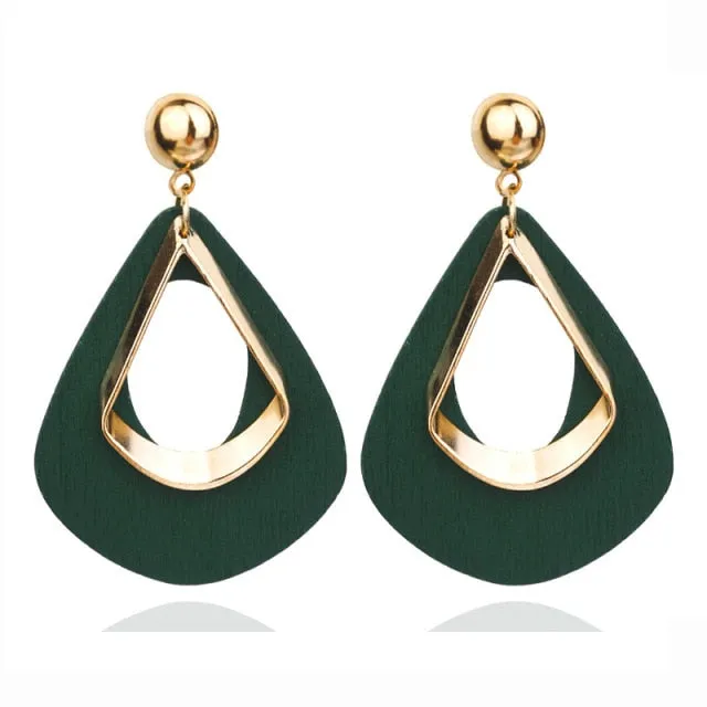 Korean Statement Black Acrylic Drop Earrings for Women 2019 Fashion Jewelry Vintage Geometric Gold Asymmetric Earring