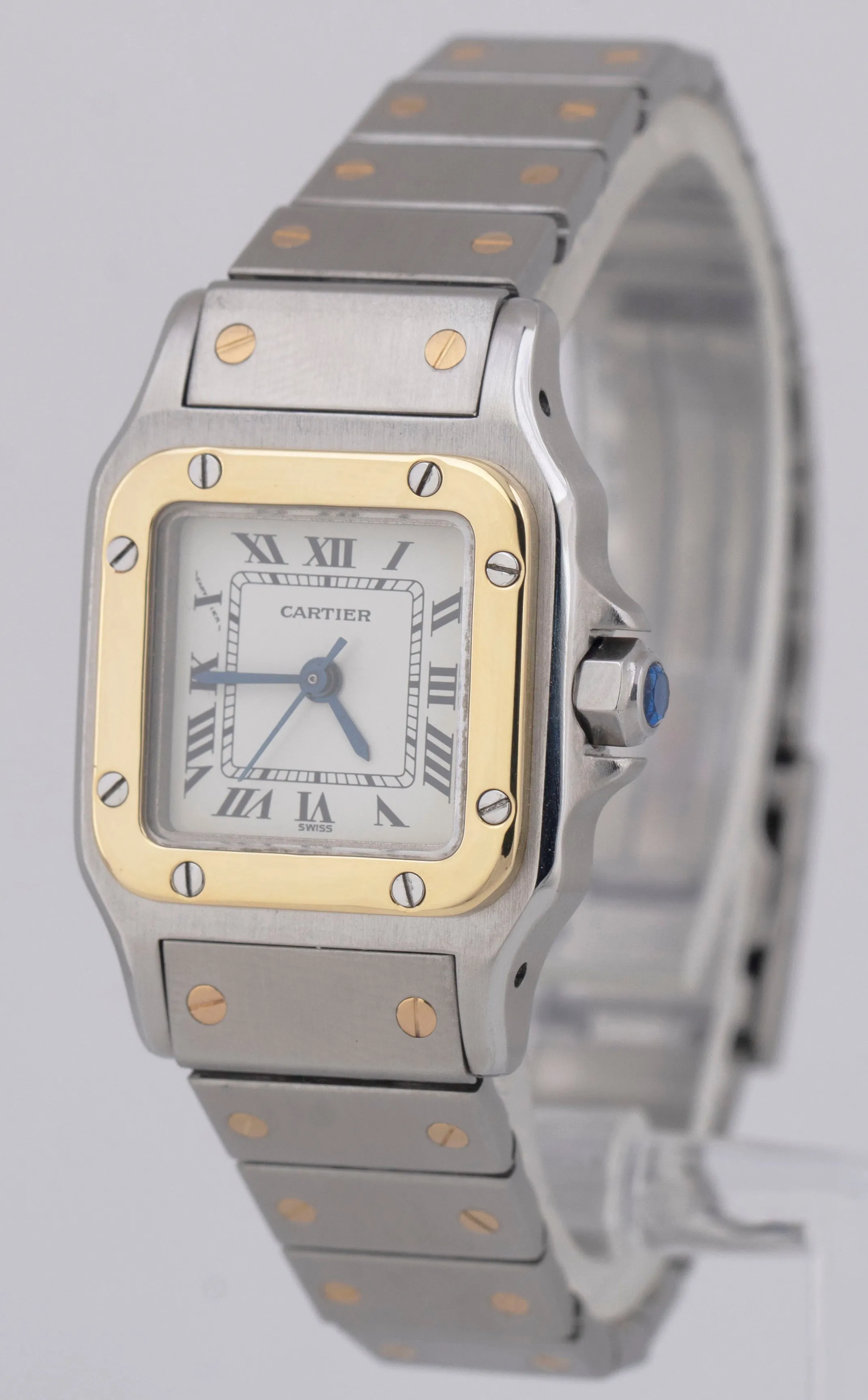 Ladies Cartier Santos IVORY ROMAN Two-Tone 18K Gold Automatic 24mm Watch 0902