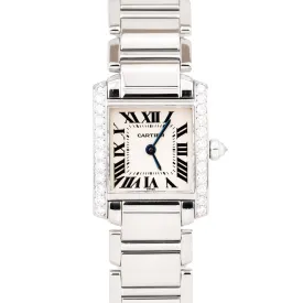 Ladies Cartier Tank Francaise 2365 18K White Gold DIAMOND Quartz WE1002SB Watch