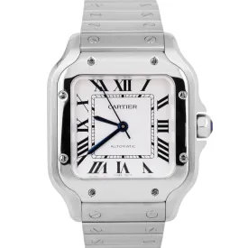 MINT Cartier Santos Mid-Size 35mm WHITE Roman Stainless Steel WSSA0029 4075