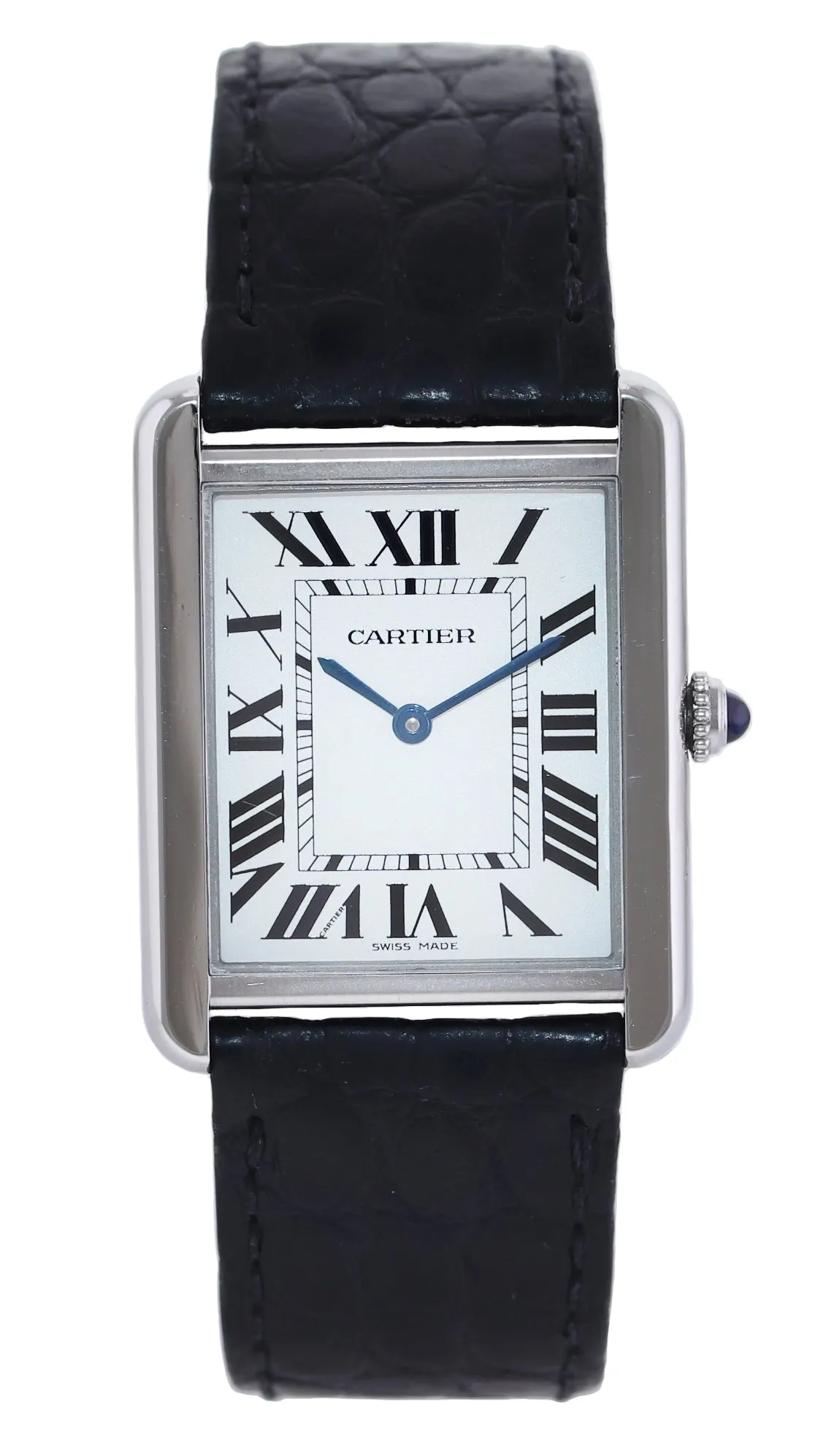 MINT Cartier Tank Solo W5200003 3169 34x27mm Steel White Roman Dial Quartz Watch Box