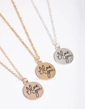 Mixed Metal ILY BFF Necklace Pack