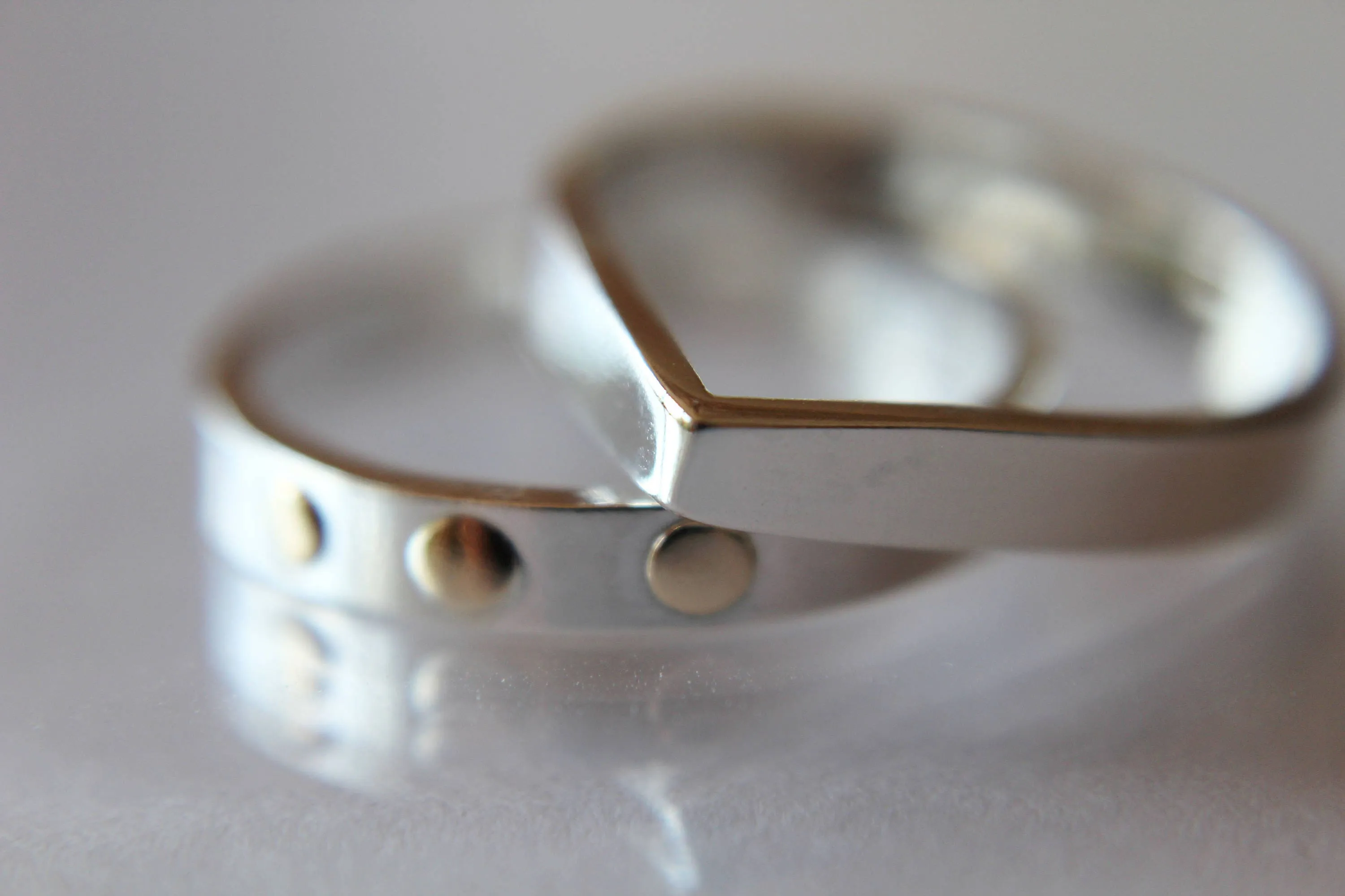 Modern Silver Band, Three Gold Dots, Simple Gold And Silver Ring, Modern Jewelry, Boho, Unique Jewelry, Everyday, Stacking Band, Solid Gold