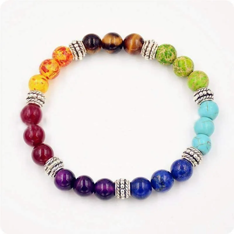 Multicolor Healing Crystals Chakra Balance Bracelet