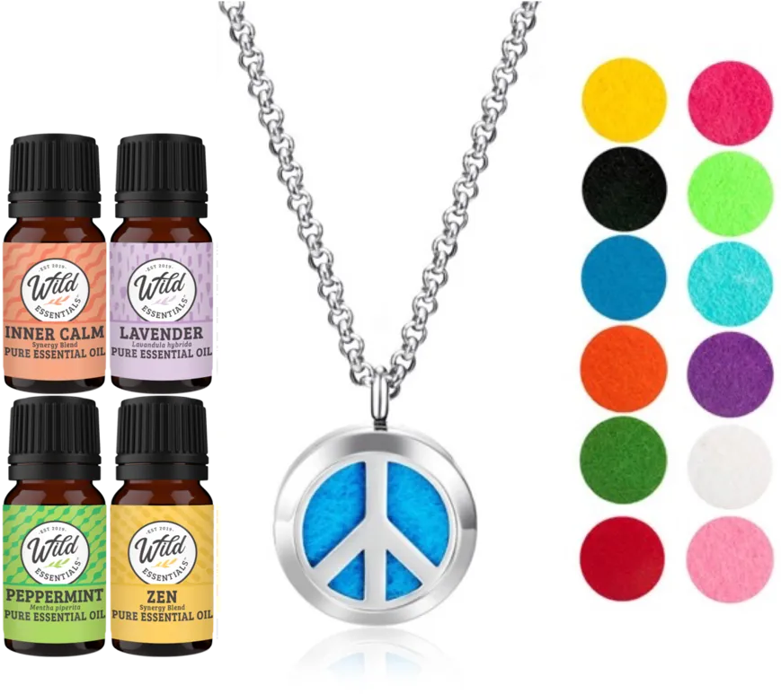 Necklace Diffusers With Oils PEACE SIGN