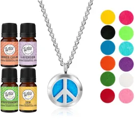 Necklace Diffusers With Oils PEACE SIGN