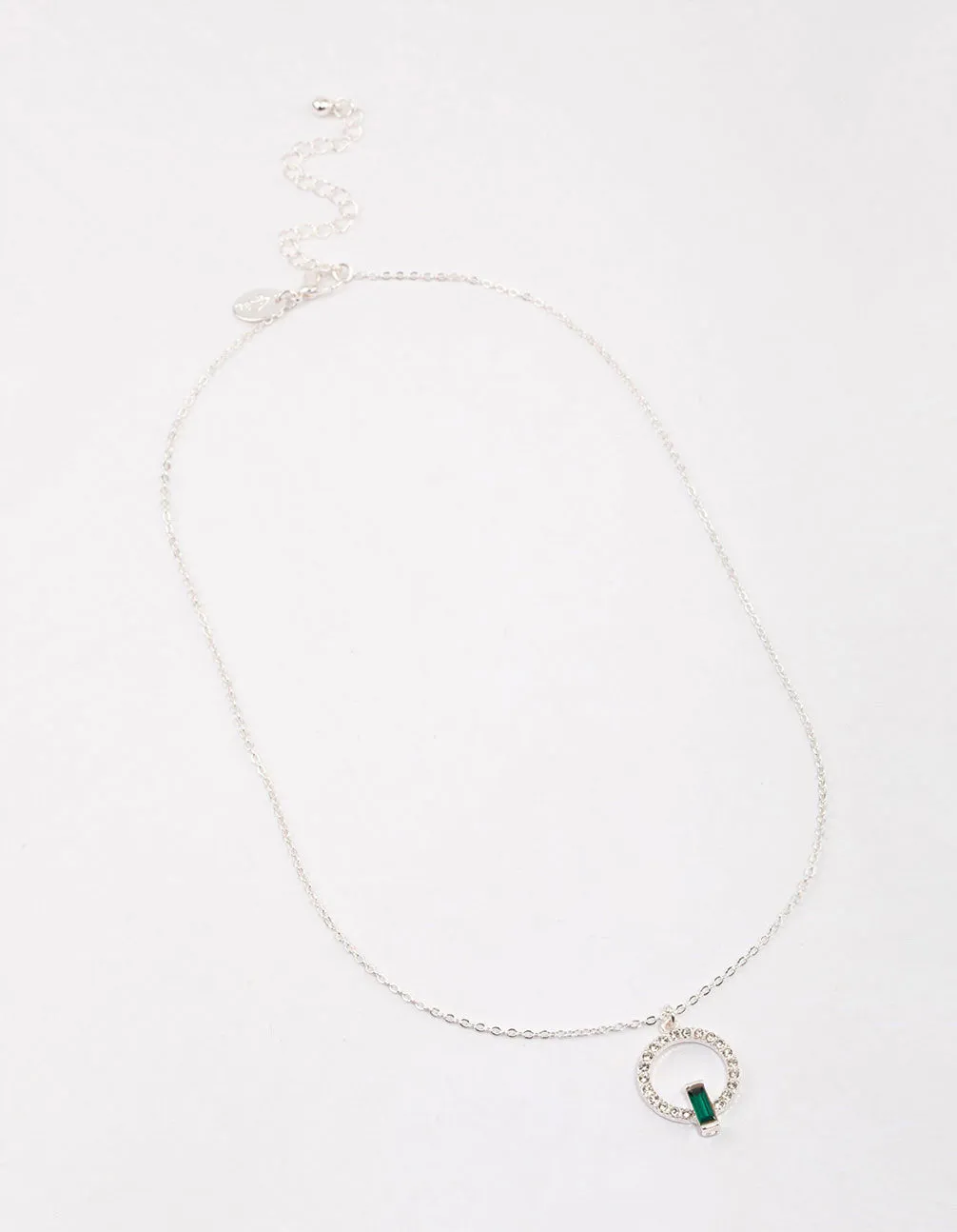 Rhodium Open Circle Baguette Necklace & Polishing Set