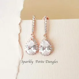 Rose Gold CZ Drop Earrings