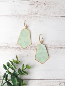 Serving Up Sass Shimmery Mint Leopard Hexagon Earrings