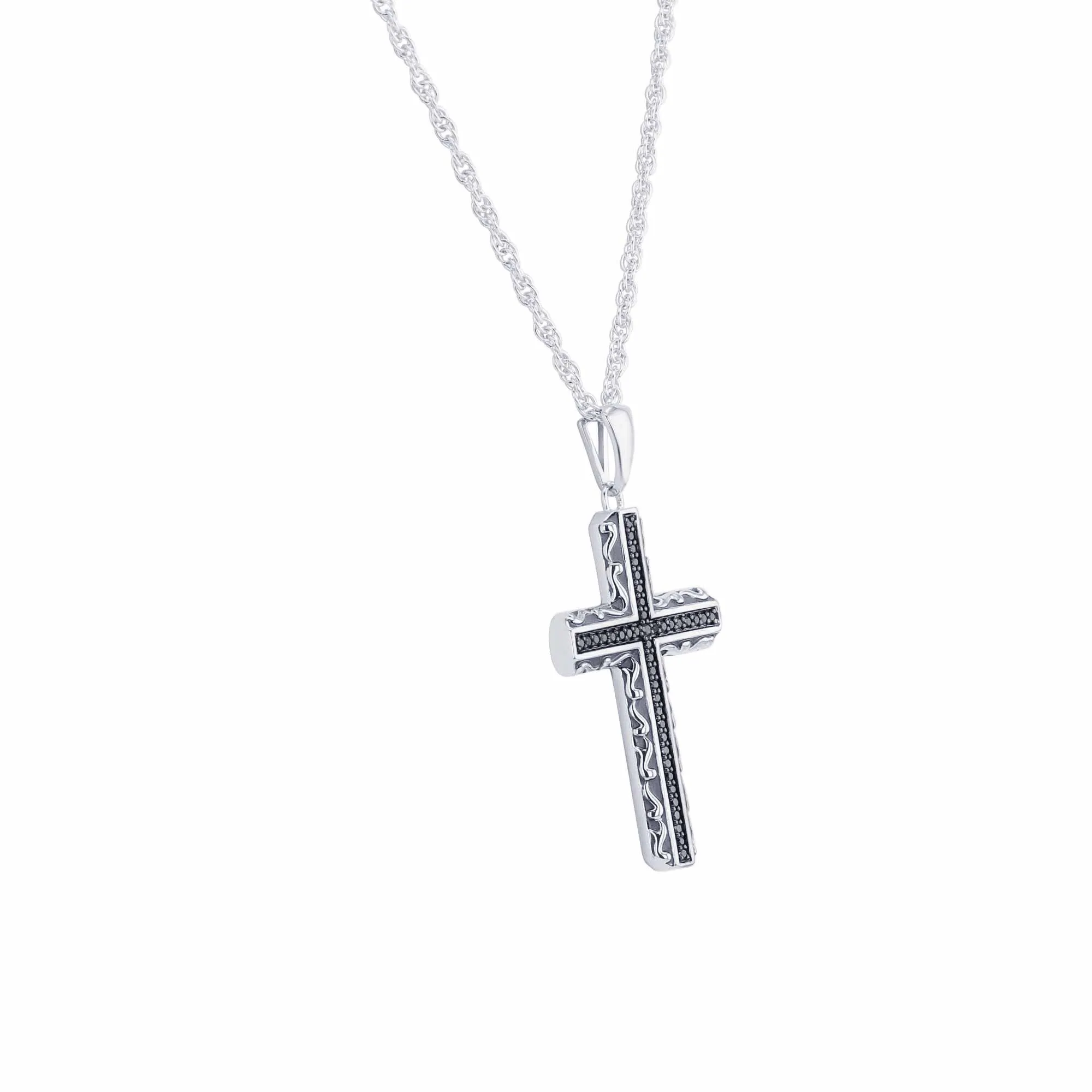 Shadow Black Diamond Cross Necklace