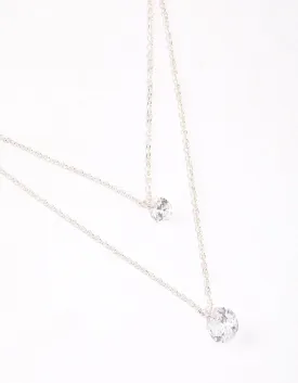 Silver Double Row Cubic Zirconia Necklace & Polishing Set