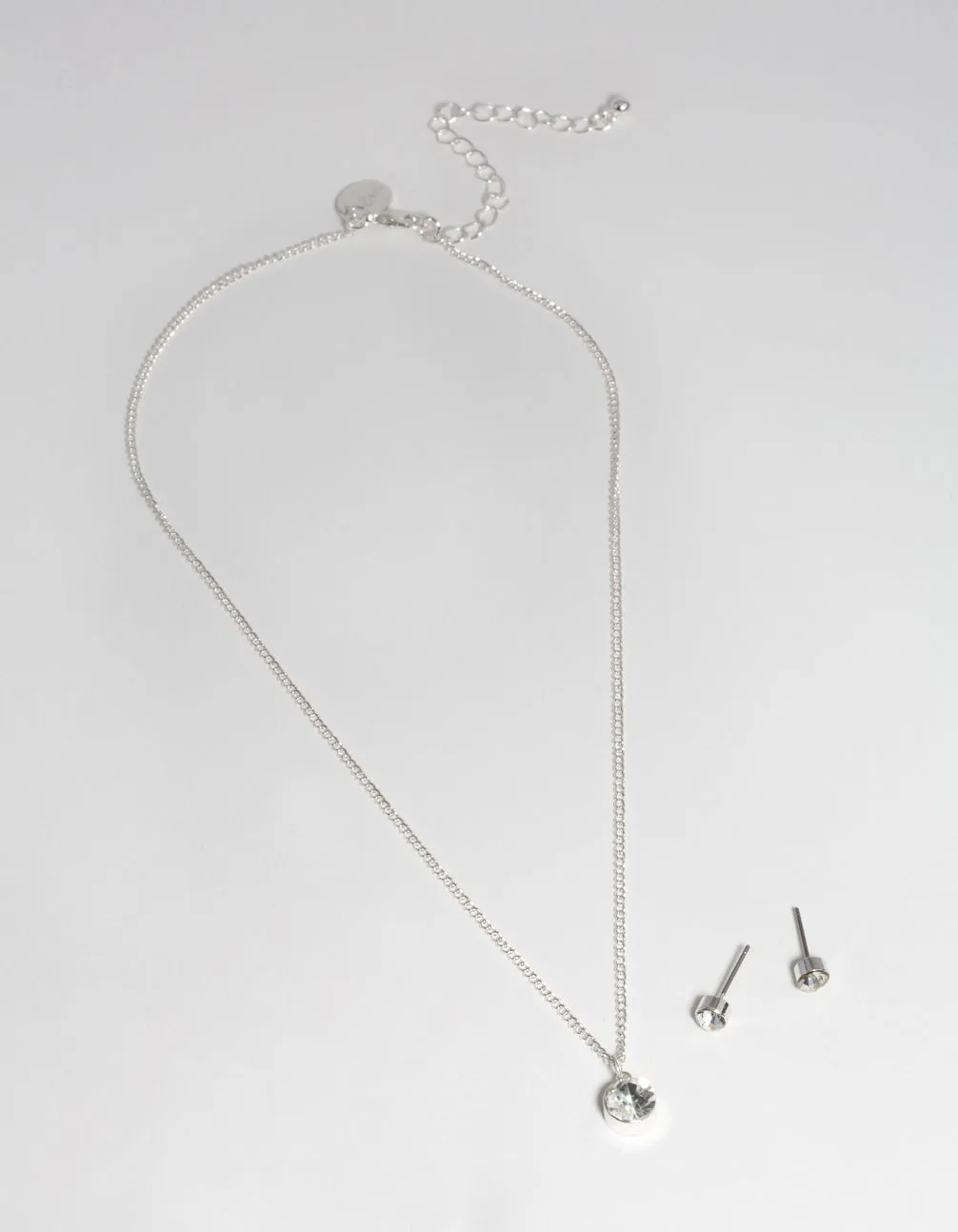 Silver Floating Stone Earring & Necklace Set