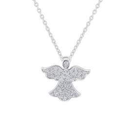 Silver Guardian Angel Diamond Necklace