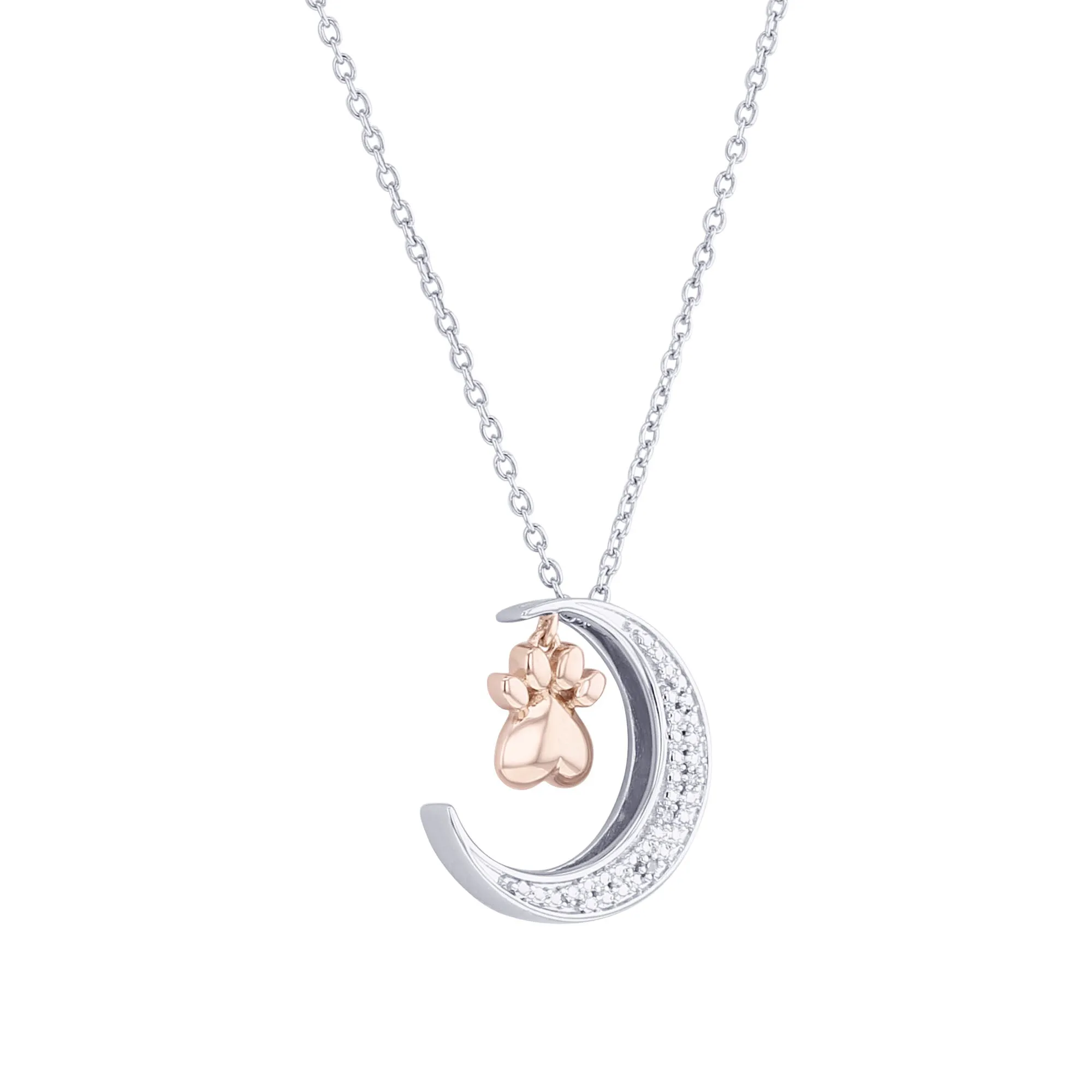 Silver Lunar Embrace Paw Diamond Necklace