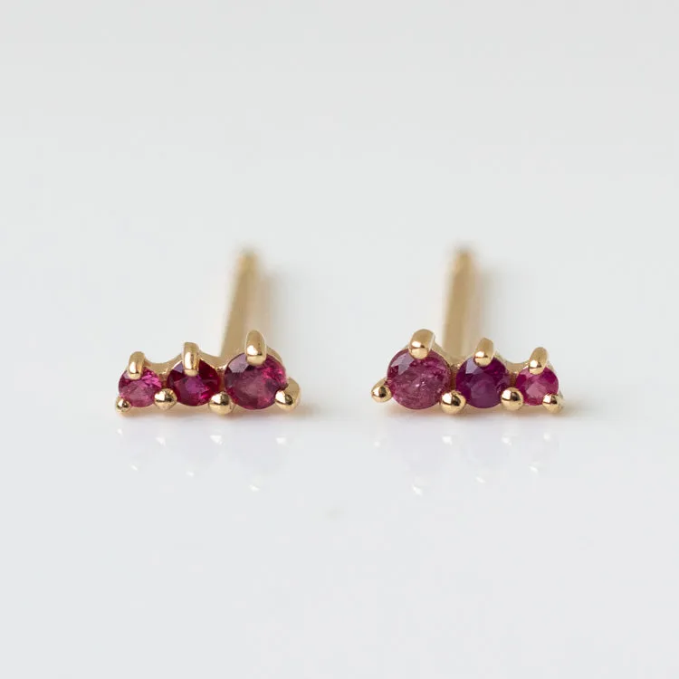 Solid Gold Dainty Birthstone Bar Studs