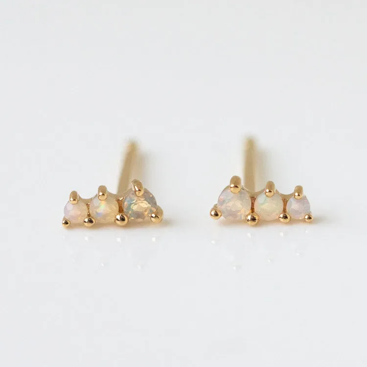 Solid Gold Dainty Birthstone Bar Studs