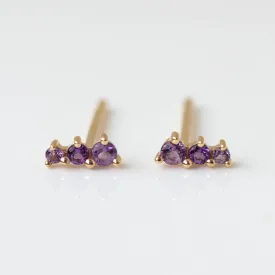 Solid Gold Dainty Birthstone Bar Studs