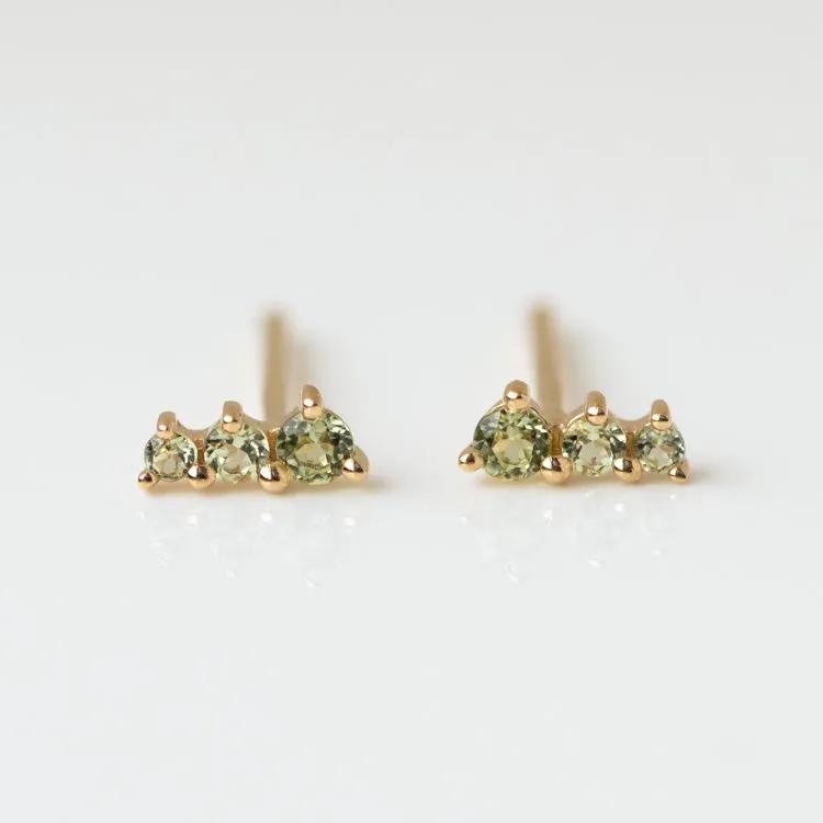 Solid Gold Dainty Birthstone Bar Studs