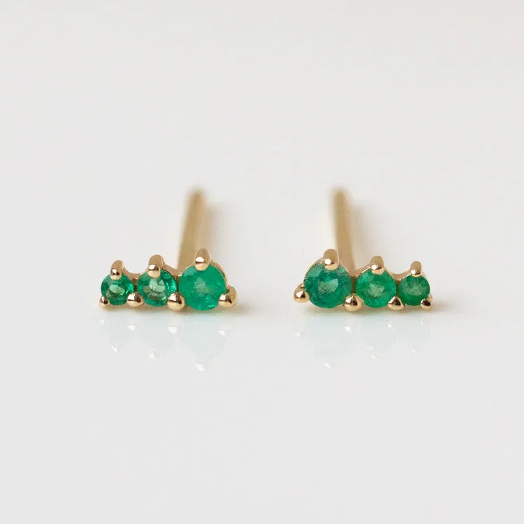 Solid Gold Dainty Birthstone Bar Studs