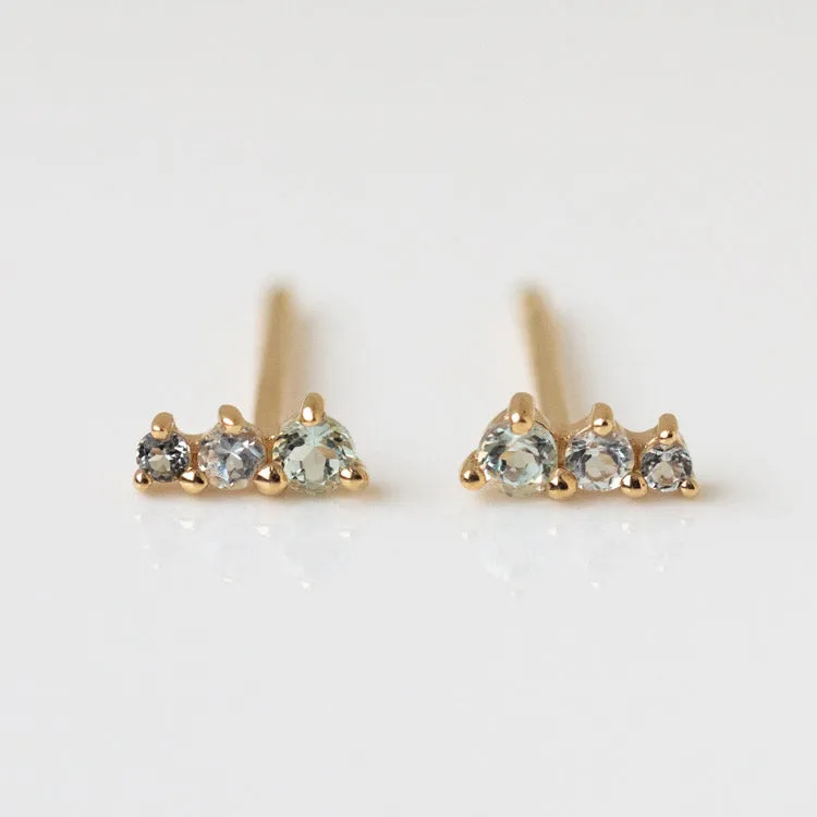 Solid Gold Dainty Birthstone Bar Studs