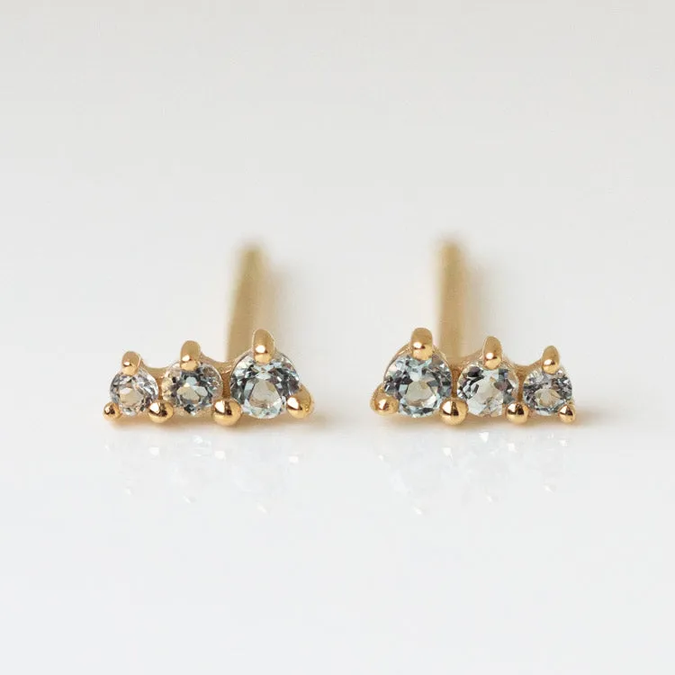 Solid Gold Dainty Birthstone Bar Studs