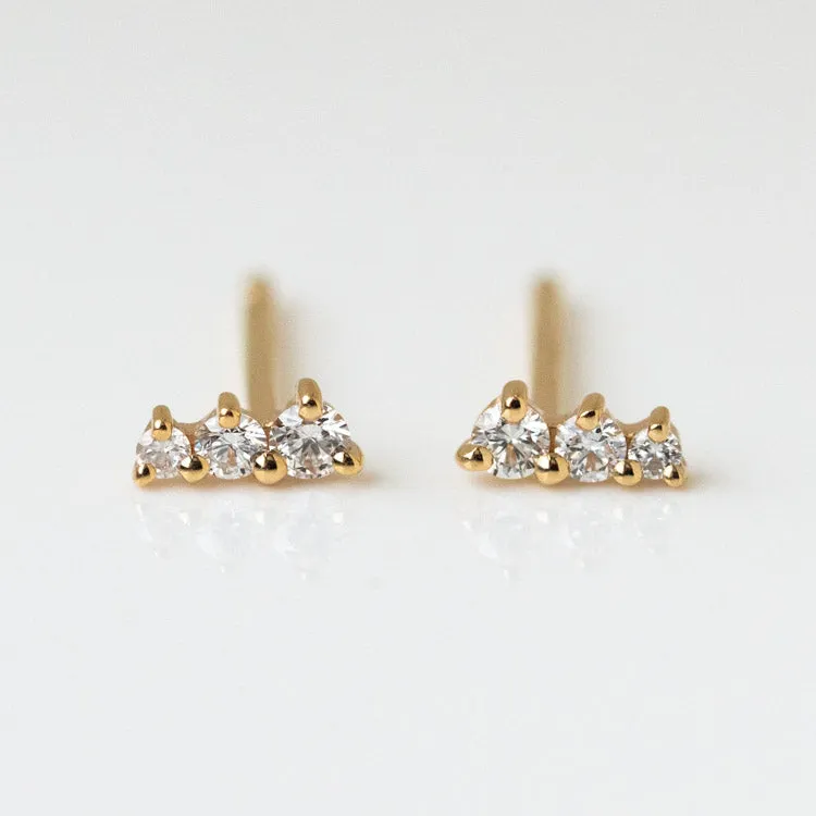 Solid Gold Dainty Birthstone Bar Studs