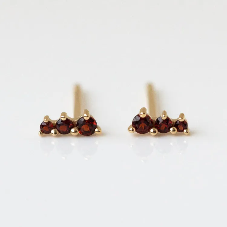 Solid Gold Dainty Birthstone Bar Studs