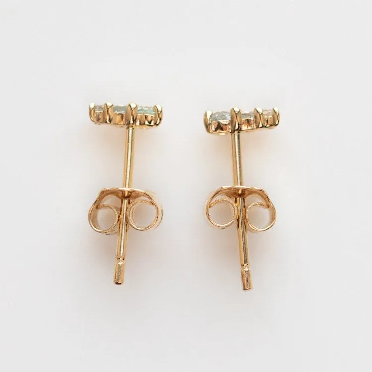 Solid Gold Dainty Birthstone Bar Studs