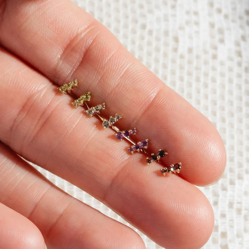 Solid Gold Dainty Birthstone Bar Studs