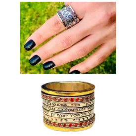 Spinner rings 4 Blessings Meditation Ring, Silver and Gold Personalized Rings