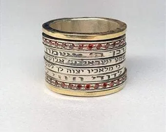 Spinner rings 4 Blessings Meditation Ring, Silver and Gold Personalized Rings