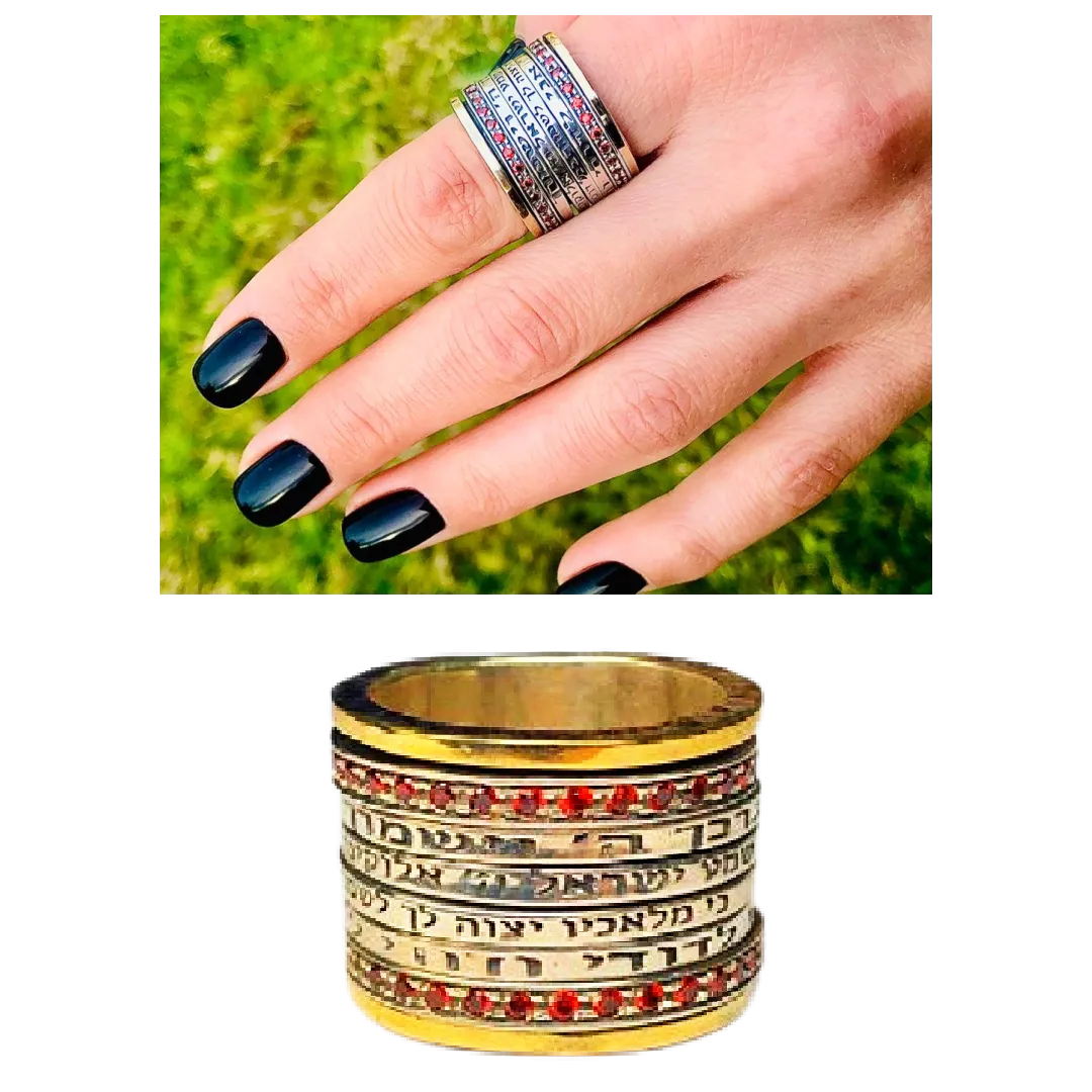 Spinner rings 4 Blessings Meditation Ring, Silver and Gold Personalized Rings