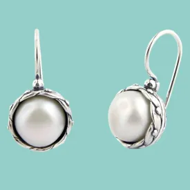 sterling silver pearl earrings Israeli Jewelry Bluenoemi Artisanal Pearls Earrings for women