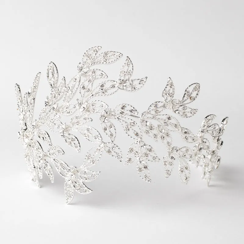 Stunning Crystal Leaf Wedding Headpiece Bridal Cap