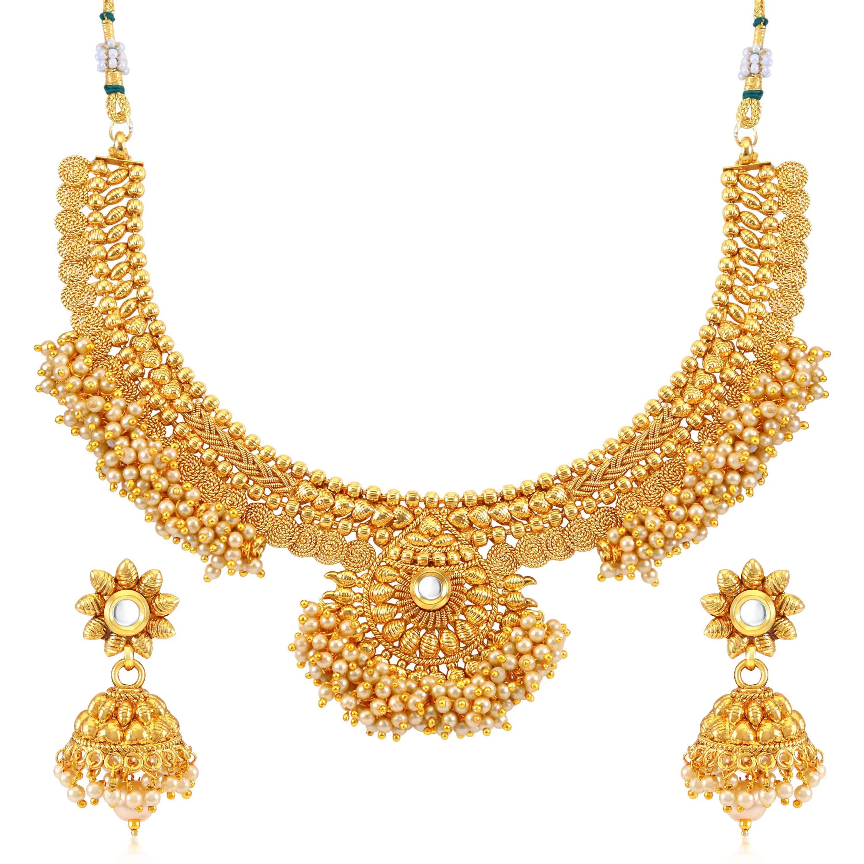 Sukkhi Astonish Jalebi Design Gold Plated Choker Necklace set For Women