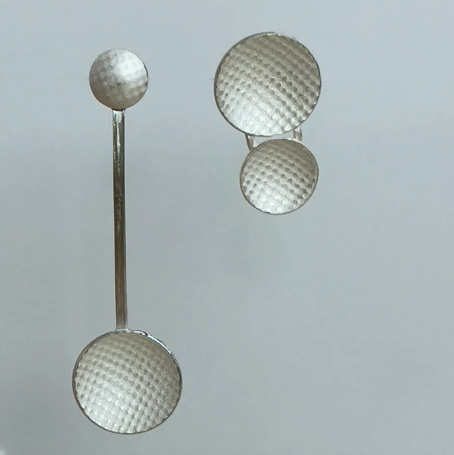 Textured Asymmetric Disc Earrings