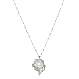 Vita Cultured Freshwater Pearl Leaf Pendant in Silver